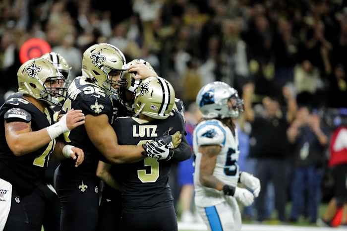 K Wil Lutz (3) celebrates